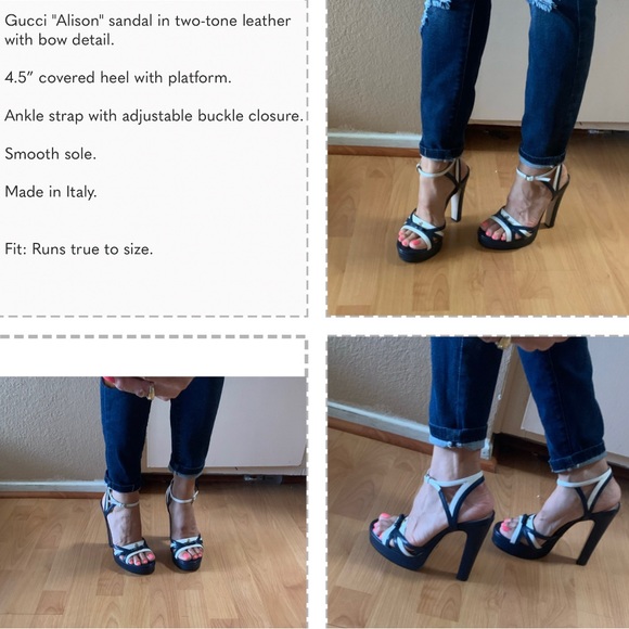 💯% authentic Gucci Alison two-tone leather platform heels - Picture 14 of 14